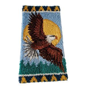 Eagle Latch Hook Wall Hanging Rug Backed Pocket Caron Wonderart Completed